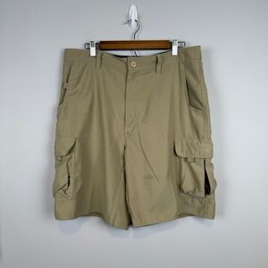 Tony Hawk Mens Y2K Cargo Shorts 36 Tan Skateboarding Utilitarian Multi-Pocket